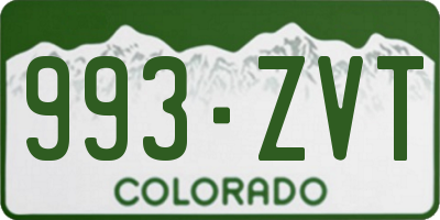 CO license plate 993ZVT