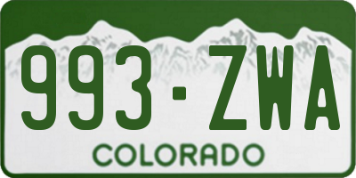CO license plate 993ZWA