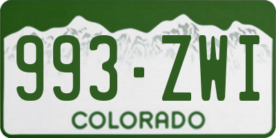 CO license plate 993ZWI