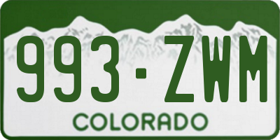 CO license plate 993ZWM