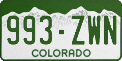 CO license plate 993ZWN