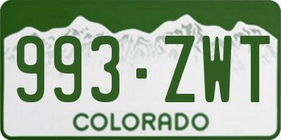 CO license plate 993ZWT