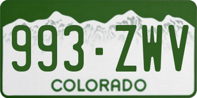 CO license plate 993ZWV