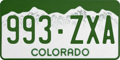 CO license plate 993ZXA