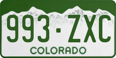 CO license plate 993ZXC