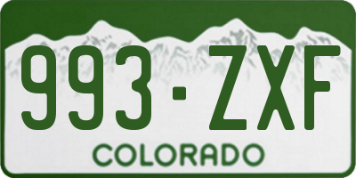 CO license plate 993ZXF