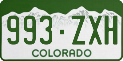 CO license plate 993ZXH