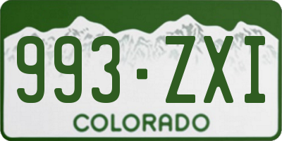 CO license plate 993ZXI