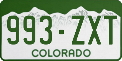 CO license plate 993ZXT