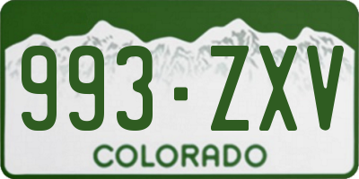 CO license plate 993ZXV