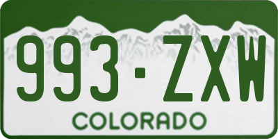 CO license plate 993ZXW