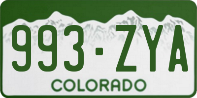 CO license plate 993ZYA