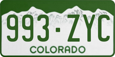 CO license plate 993ZYC