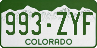 CO license plate 993ZYF