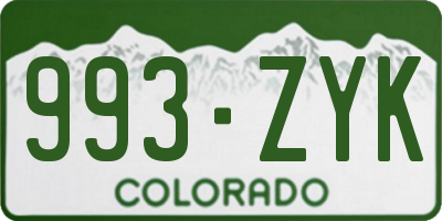 CO license plate 993ZYK