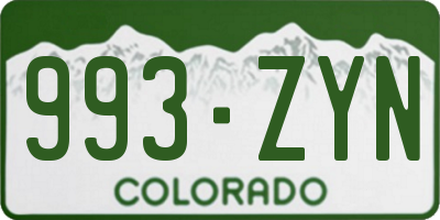 CO license plate 993ZYN