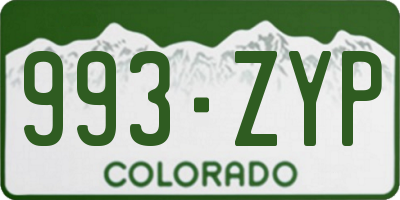 CO license plate 993ZYP