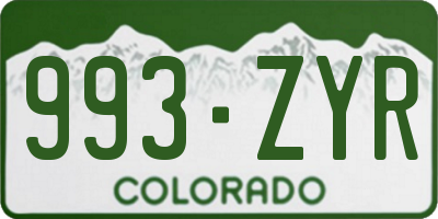 CO license plate 993ZYR