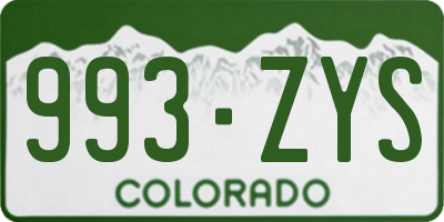 CO license plate 993ZYS