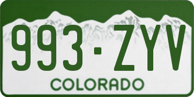 CO license plate 993ZYV