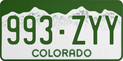 CO license plate 993ZYY
