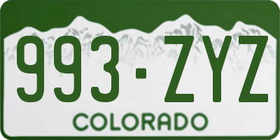 CO license plate 993ZYZ