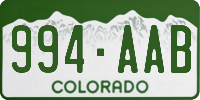 CO license plate 994AAB