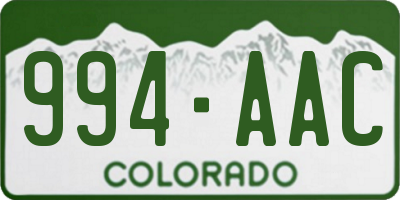 CO license plate 994AAC