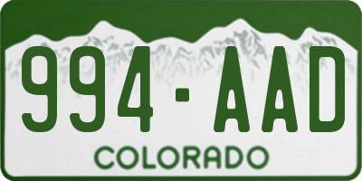 CO license plate 994AAD