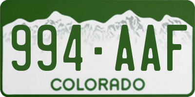 CO license plate 994AAF