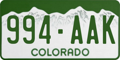 CO license plate 994AAK