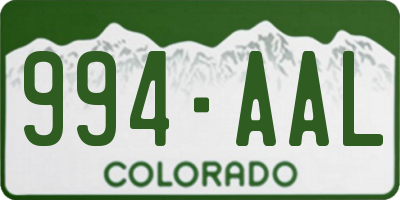 CO license plate 994AAL