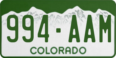 CO license plate 994AAM