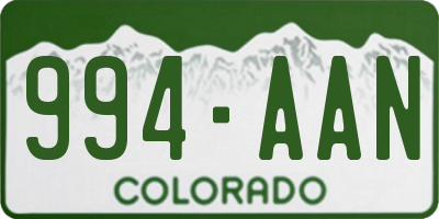CO license plate 994AAN