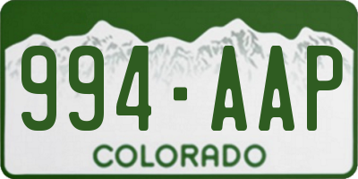 CO license plate 994AAP
