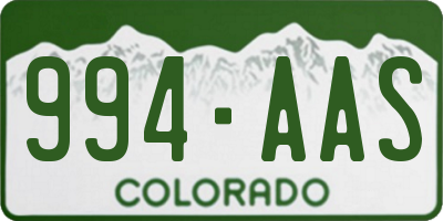 CO license plate 994AAS