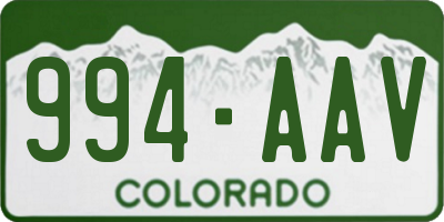CO license plate 994AAV