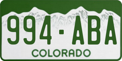 CO license plate 994ABA