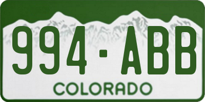 CO license plate 994ABB