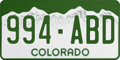 CO license plate 994ABD