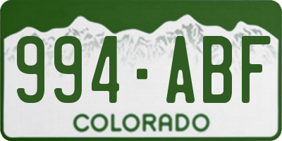 CO license plate 994ABF