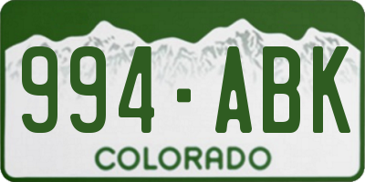 CO license plate 994ABK