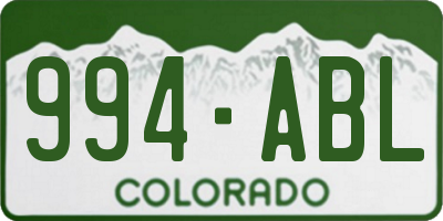 CO license plate 994ABL