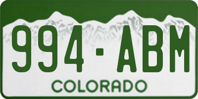 CO license plate 994ABM