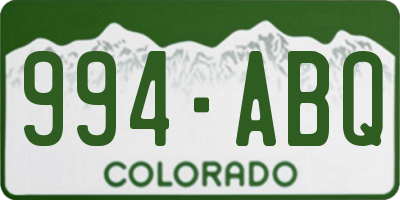 CO license plate 994ABQ