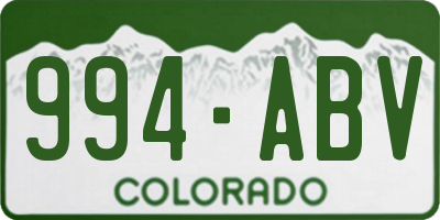 CO license plate 994ABV