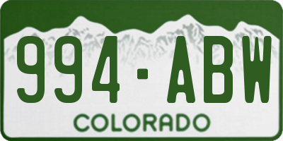 CO license plate 994ABW