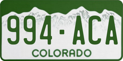 CO license plate 994ACA