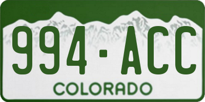 CO license plate 994ACC