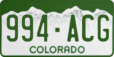 CO license plate 994ACG